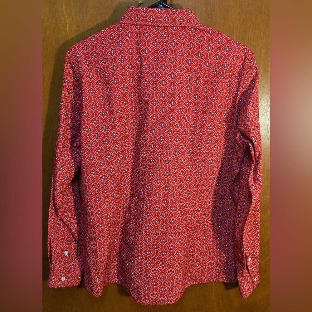 Panhandle Shirt Womens Large Red Western Pearl Snap Long Sleeve Bandana Print - Picture 3 of 4